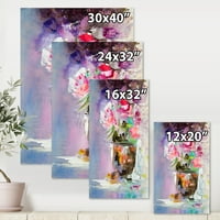 DesignArt 'ružičasti svježi apstraktni cvjetovi buket u vazi' Moderni platno zidni umjetnički tisak