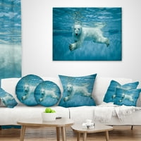 Designatirt Polarni medvjed plivanje pod vodom - jastuk za bacanje životinja - 18x18