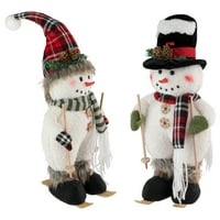 Set zimskih snjegovića za skijanje i božićne ukrase za stol