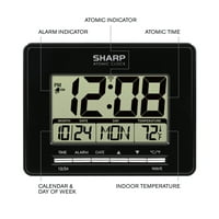 Digitalni atomski sat, atomska preciznost, Datum, temperatura, crno kućište, LCD zaslon
