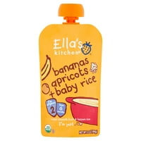Ella Kitchen 6+ mjeseci organska hrana za bebe, banane marelice + dječja riža, 3. oz