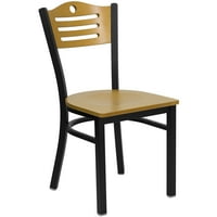 Restoranska stolica about series about s naslonom od crne lamele od metala - naslon i sjedalo od prirodnog drveta