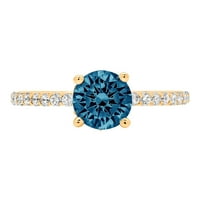 1. dijamant okruglog reza s prirodnim londonskim plavim topazom od žutog zlata od 14 karata s umetcima prsten od 9,75
