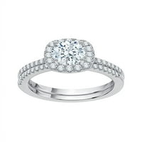 Vjenčani set dijamantni Halo zaručnički prsten od 10k zlata