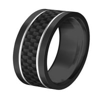 Obalni nakit Crni obloženi nehrđajući čelik ureženi prsten od ugljičnih vlakana