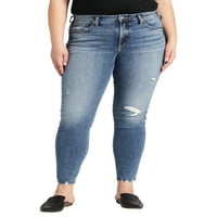 Silver Jeans Co. Ženska veličina Plus Veličina najtraženija srednjeg uspona Skinny Jeans Veličine 12-24