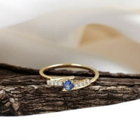 Zaručnički prsten s minimalističkim plavim safirom i dijamantnim naglaskom, 14k žuto zlato, 4,00 USD