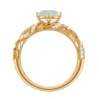 Etiopski opal Vintage pasijans prsten s moissanitom sa strane-zaručnički prsten, 14k žuto zlato, 12,50 USD