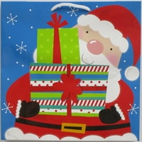 Vrijeme odmora Božić 5CT Whimsical Vrijednost Velike kvadratne poklon vrećice, 98% papira, 2% poliestera