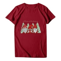Božićna majica za žene, široki tiskani majice kratkih rukava, majica s kratkim rukavima, majica s okruglim vratom, rasprodaja