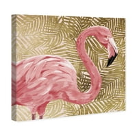 Wynwood Studio životinje zidne umjetničko platno ispisuje 'Flamingo profil zlata' ptice - zlato, ružičasto