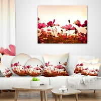 Dizajnirati cosmos cvjetovi na ružičastoj pozadini - jastuk cvjetnog bacanja - 18x18