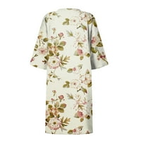 Ženska ljetna Vintage haljina s cvjetnim printom u obliku donjeg dijela vrata i kratkih rukava U obliku donjeg dijela rukava, duge