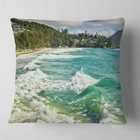 DesignArt Egzotična tropska plaža plave vode - Preveliki jastuk za bacanje plaže - 18x18