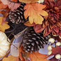 Jesen 30-inčni unaprijed osvijetljeni vijenac, mješavina breskve i narančastog javorovog lišća, način proslave