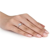 14-karatni klasični zaručnički prsten od ružičastog zlata s Moissanitom koji je stvorio npm i 1-karatnim dijamantom npm