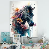 Designart Slatka zebra cvjetna umjetnost platna zidna umjetnost