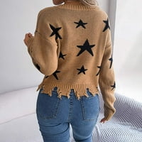 Ženski pleteni džemper, džemper u obliku zvijezde u obliku zvijezde, široki zimski puloveri dugih rukava, vrhovi