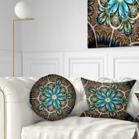 Dizajnirati veliki smeđi plavi fraktalni cvijet - cvjetni jastuk za bacanje - 12x20