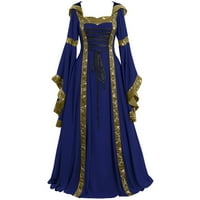Ženska gotička haljina Plus Size S kapuljačom, Vintage srednjovjekovne haljine do poda, renesansni kostimi, balske haljine s dugim