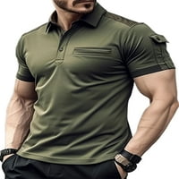 Muška polo majica kratkih rukava, ljetni vrhovi, ovratnik s reverom, Ležerne košulje s mišićima na kopčanje, muška pripijena jednobojna