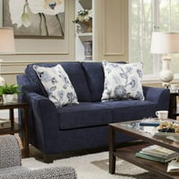 Kauč u prijelaznom stilu U Stilu s raširenim naslonima za ruke od tkanine, Mornarsko plava