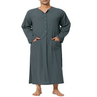 Jedinstveni prijedlozi Muška spavaćica pamučna košulja za spavanje sa bočnim prorezom duga haljina
