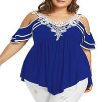 Ženska majica bez ramena, Bluza s izrezom u obliku ramena, Plus-size majica, modni pulover, majica za zabavu, plava 5-inčna