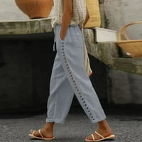 Ženske casual Capri hlače s visokim strukom i džepovima, široke skraćene hlače za žene