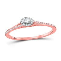 Ženski prsten od ružičastog zlata od 10 karata s okruglim smeđim dijamantom u obliku cvjetnog grozda.