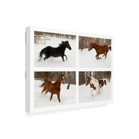 Likovna umjetnost Monte Naglera četiri konja zimi na platnu
