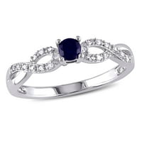 Donje prsten Miabella s plavim сапфиром i dragulj T. G. W. srebra u karatima, stvorena T. G. W., s cross-over obećanje