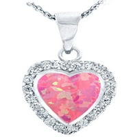 Kreirana ogrlica od ružičastog opala i srebra u obliku srca, 18