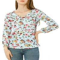 Jedinstvene ponude za žensku košulju rukav labavi v vrat cvjetna bluza