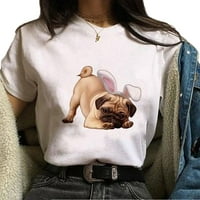 Ženska ljetna majica s printom srca Majica kratkih rukava Casual tunika bluza majica za plažu majica s kratkim rukavima majica s