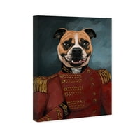 Wynwood Studio Animals Wall Art Canvas ispisuje 'Dapper Buldog Custom' Psi i štenad - crvena, plava