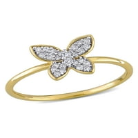 Prsten leptira od žutog zlata s dijamantom od 10 karata