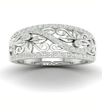 Ženski modni prsten od cvijeta i vinove loze od bijelog zlata od 10 karata s dijamantom od 12 karata