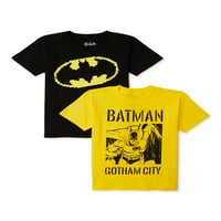 Batman Boys Gotham City i grafička majica logotipa, 2-pack, veličine 4-18