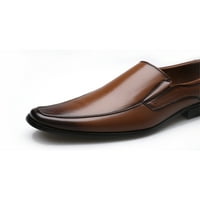 Muške cipele za cipele od kože na navlačenje, poslovne Oksfordice, večernje ravne cipele, udobno vezanje, sjajna smeđa 10,5