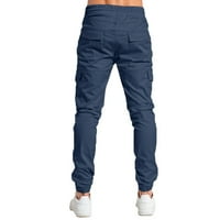 Muške cjelogodišnje široke hlače jednobojne hlače s džepovima modni kombinezoni džepovi za plažu ravne hlače