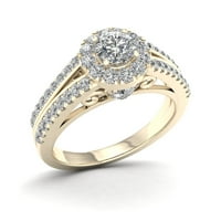 Zaručnički prsten od dijamanta od 34 karata od žutog zlata od 10 karata s aureolom i podijeljenom drškom