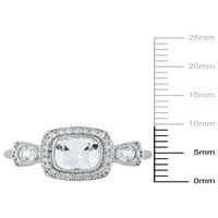 1- Carat T.G.W. Stvoren bijeli safir i karat T.W. Dijamantni 10kt bijeli zlatni halo zaručnički prsten