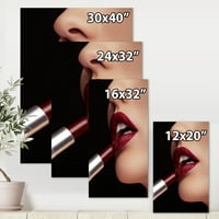 DesignArt 'žena nanose crveni ruž na usnama I' Moderni platno zidne umjetničke printe