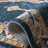Seoska kuća Safavie Currie Boho plemenski tepih od poliestera krem boje Mornarsko plava 3' 5' 3' 5' unutarnji dnevni boravak, spavaća