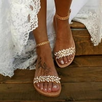 žene stan sandale cvijeće Perla otvoreni nožni prst prozračne elastične Gležanj remen sandale ljetne udobne cipele rimske sandale
