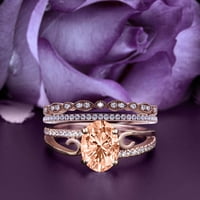 Prekrasan secesijski zaručnički prsten s Morganitom ovalnog reza i dijamantnim moissanitom od 2 karata, zaručnički prsten od srebra