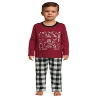 Wonder Nation Toddler Top Dugi rukavi i plišane hlače set pijama, 2-komad, veličine 2T-5T