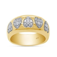 Zaručnički prsten u obliku srca s bijelim prirodnim dijamantom okruglog reza od 0 karata u žutom zlatu od 14 karata preko prstena
