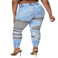 A. M. A. ženske traper hlače Plus size PU traper hlače uske Jeggings elastičnog struka plave 2 A. M.